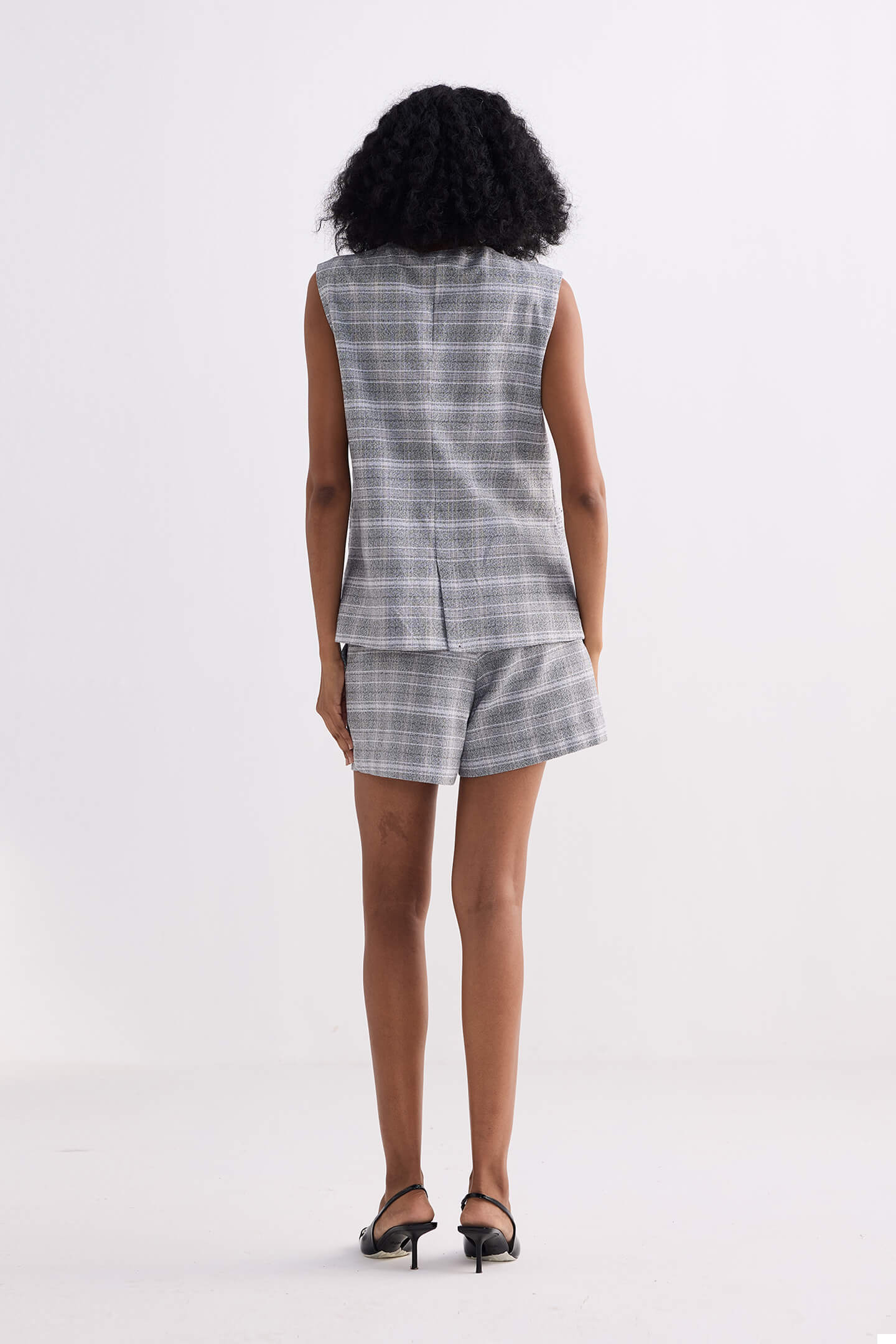 Cotton Tweed Shorts in Grey - Image 2