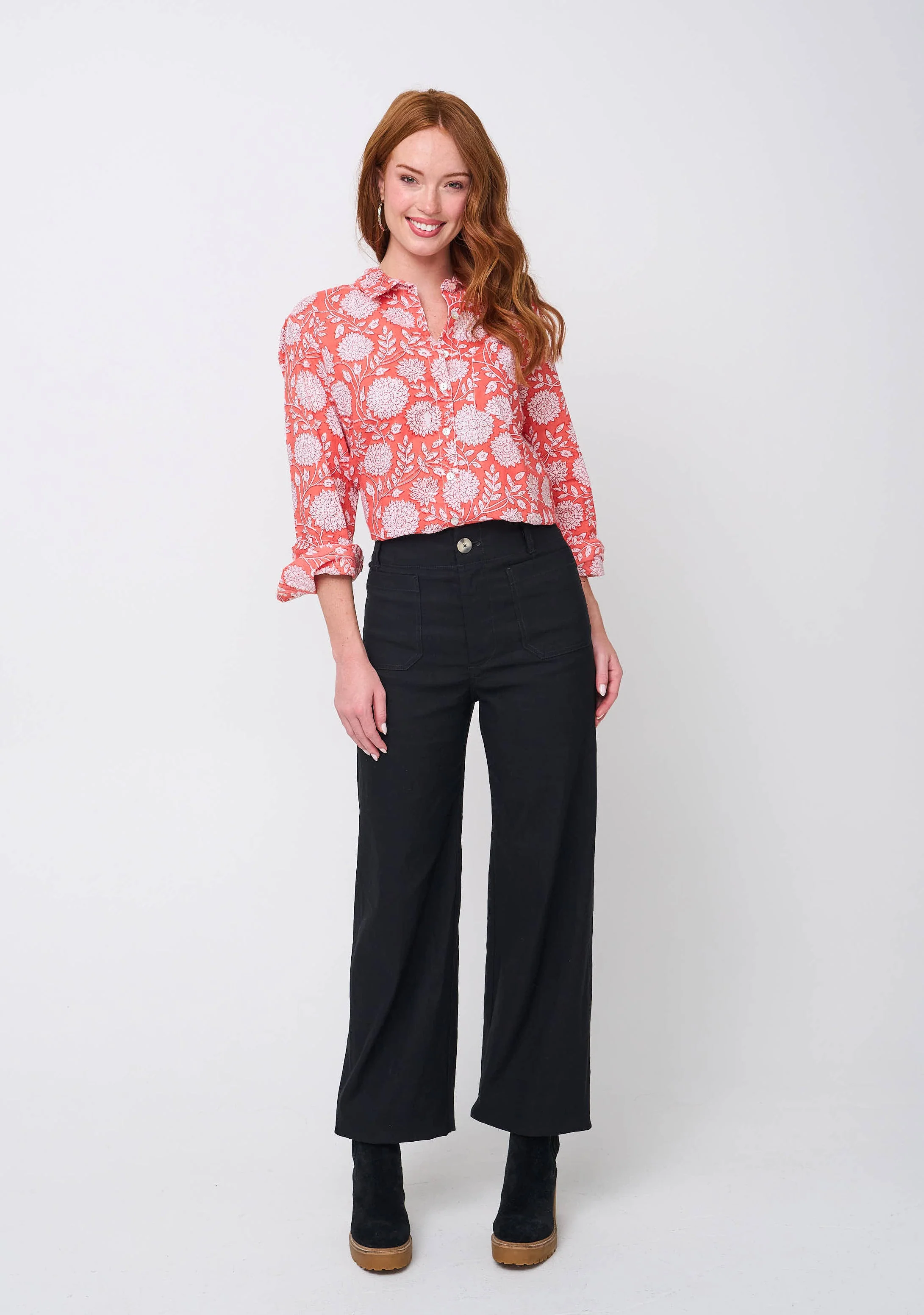 Good Boyfriend Shirt - Hydrangea Beauty Papaya