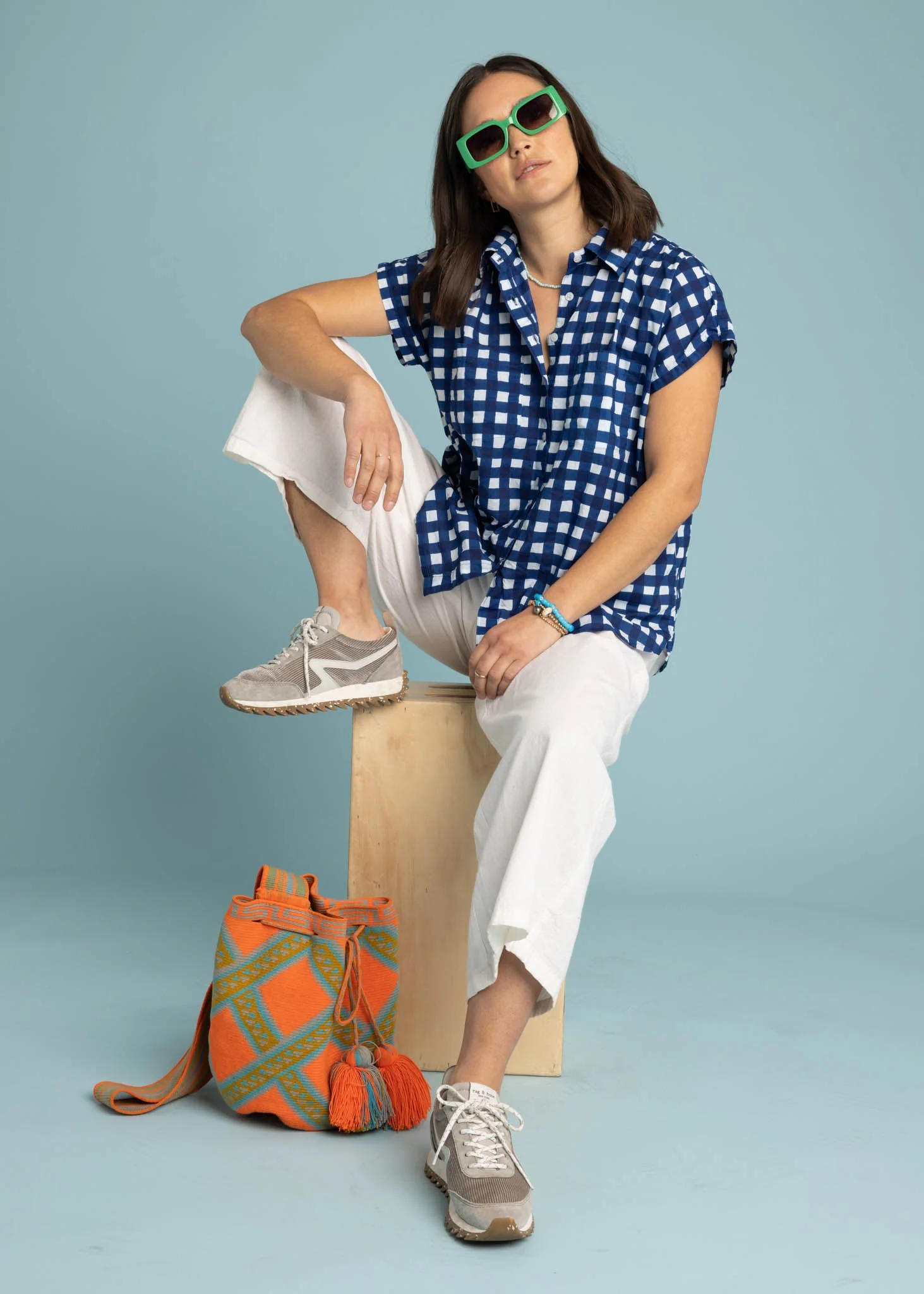 Good Boyfriend Short Sleeve Shirt Gingham Picnic - Coastal Blue - Image 4