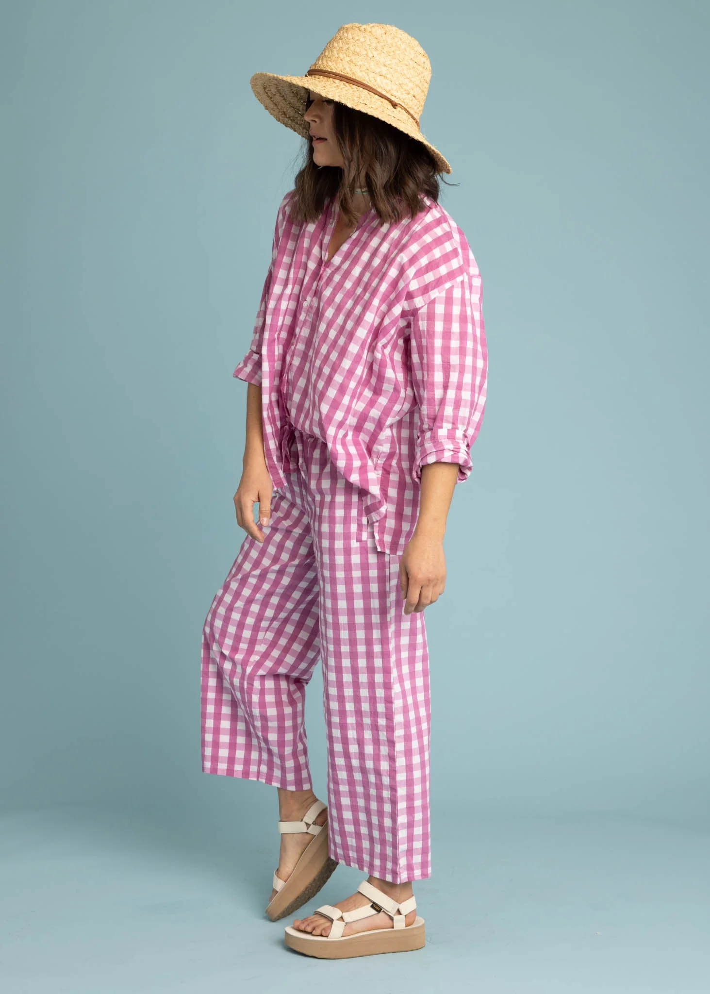 Relaxed Boyfriend Shirt - Gingham Picnic Dahlia - Image 10